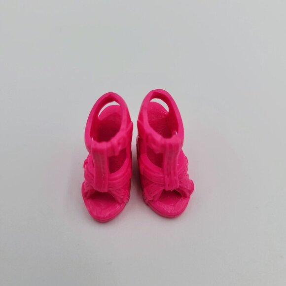 Barbie Accessories Lot Beige Tall Sandals Flat Feet Cherry Red Top Pink Wedge - Picture 12 of 16